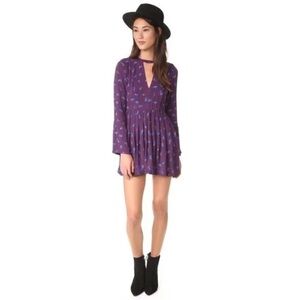 Free People Babydoll Dress 8 Bell Sleeve Boho Mini V-Neck Festival